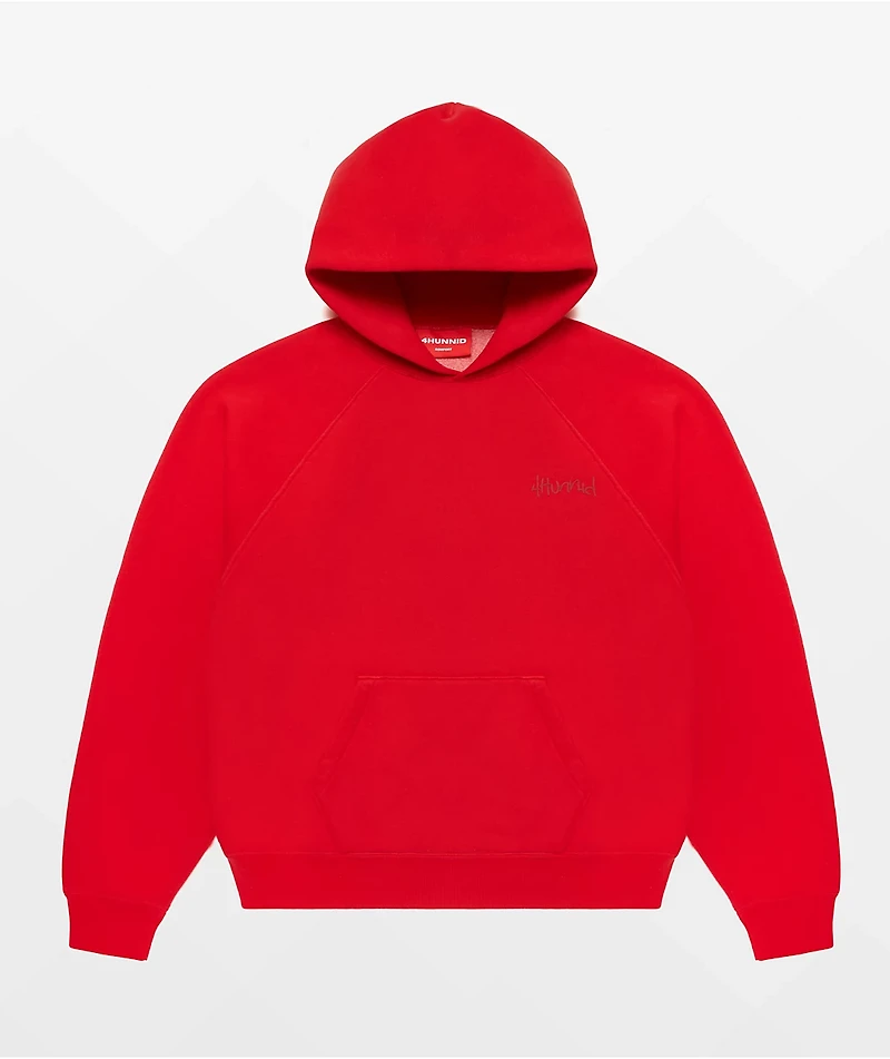 4Hunnid Komfort Kollection Red Pigment Dye Hoodie