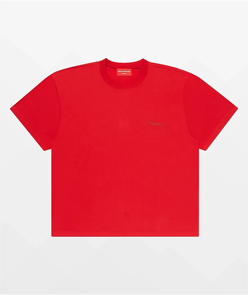 4Hunnid Komfort Kollection Red Pigment Dye T-Shirt