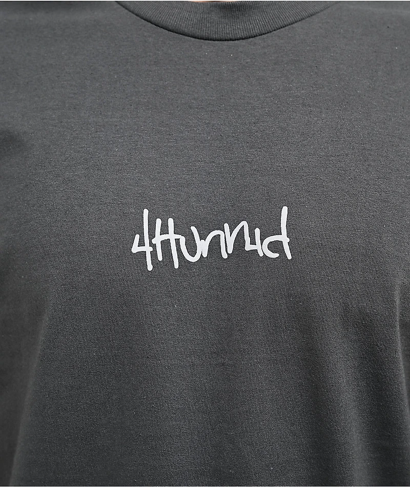 4Hunnid Logo Charcoal T-Shirt