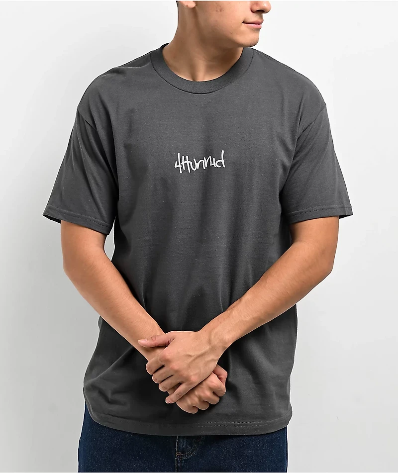 4Hunnid Logo Charcoal T-Shirt