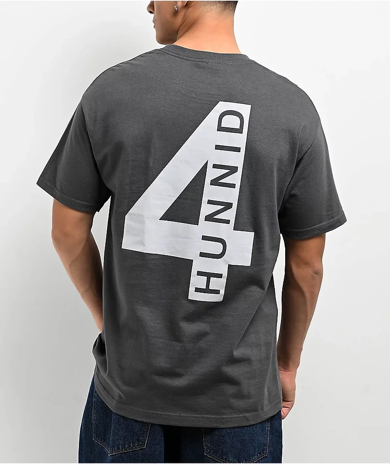 4Hunnid Logo Charcoal T-Shirt
