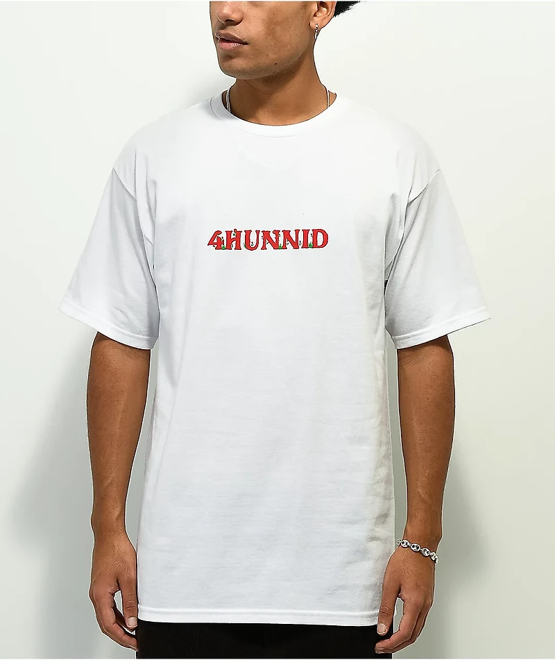 4Hunnid Roses Logo White T-Shirt