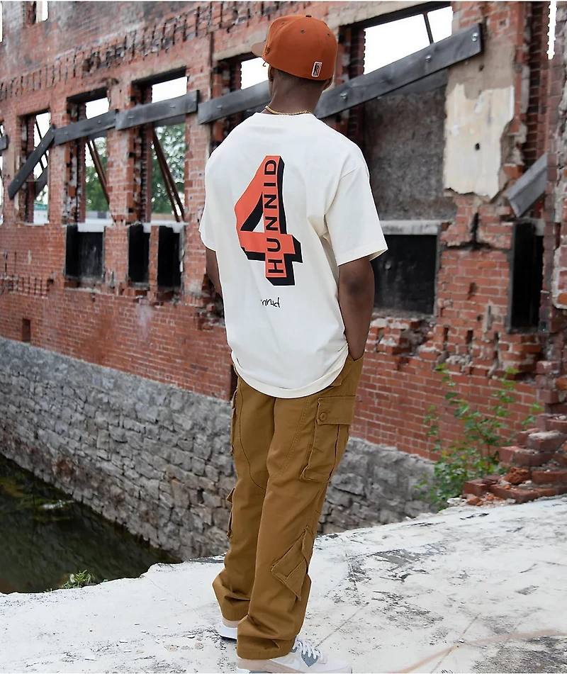 4Hunnid Shadow Logo Tan T-Shirt