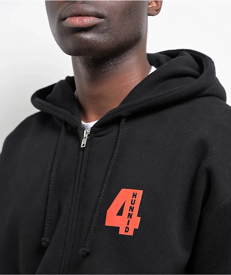 4Hunnid Skull Ties Black Zip Hoodie