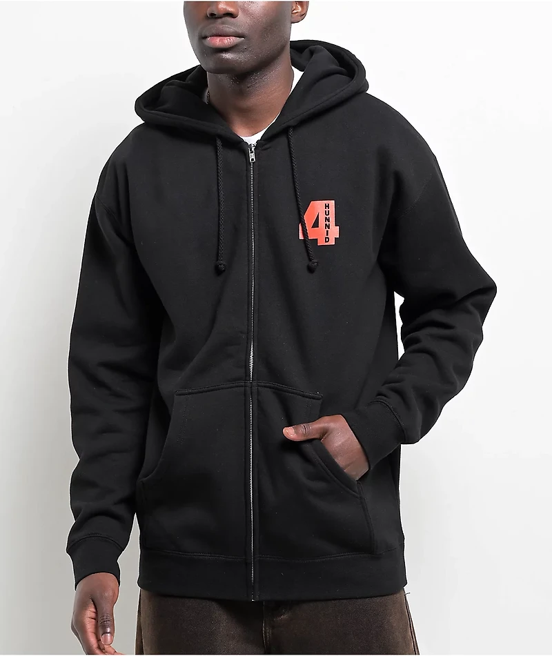 4Hunnid Skull Ties Black Zip Hoodie