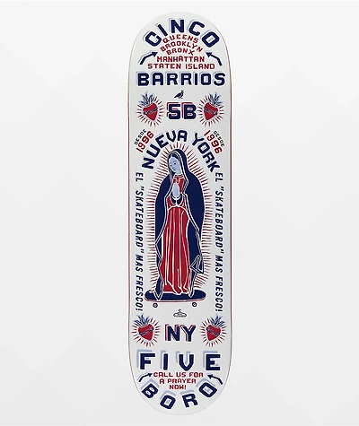 5Boro Cinco Barrios White 8.0" Skateboard Deck