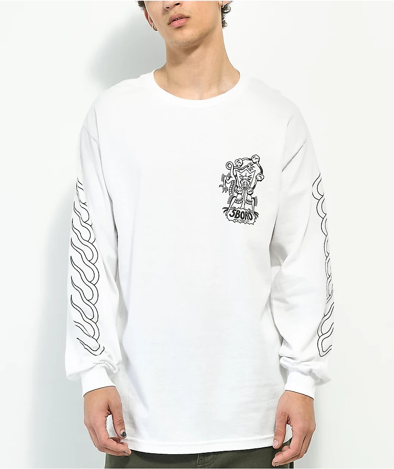 5Boro Dragon White Long Sleeve T-Shirt