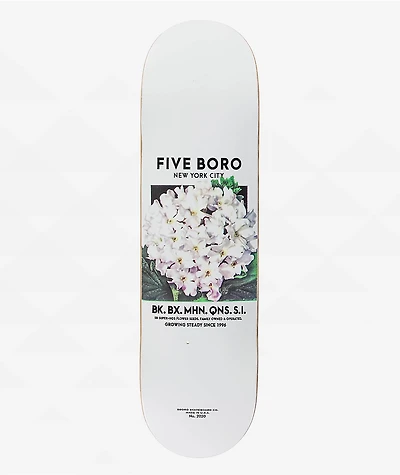 5Boro White Flower 8.5" Skateboard Deck