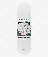 5Boro White Flower 8.5" Skateboard Deck
