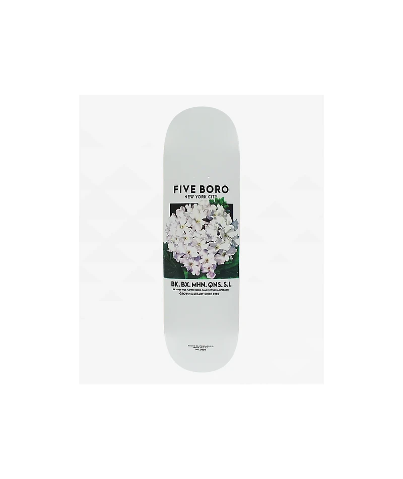 5Boro White Flower 8.5" Skateboard Deck