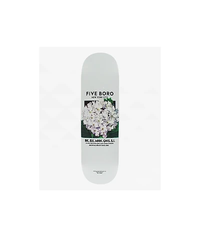 5Boro White Flower 8.5" Skateboard Deck