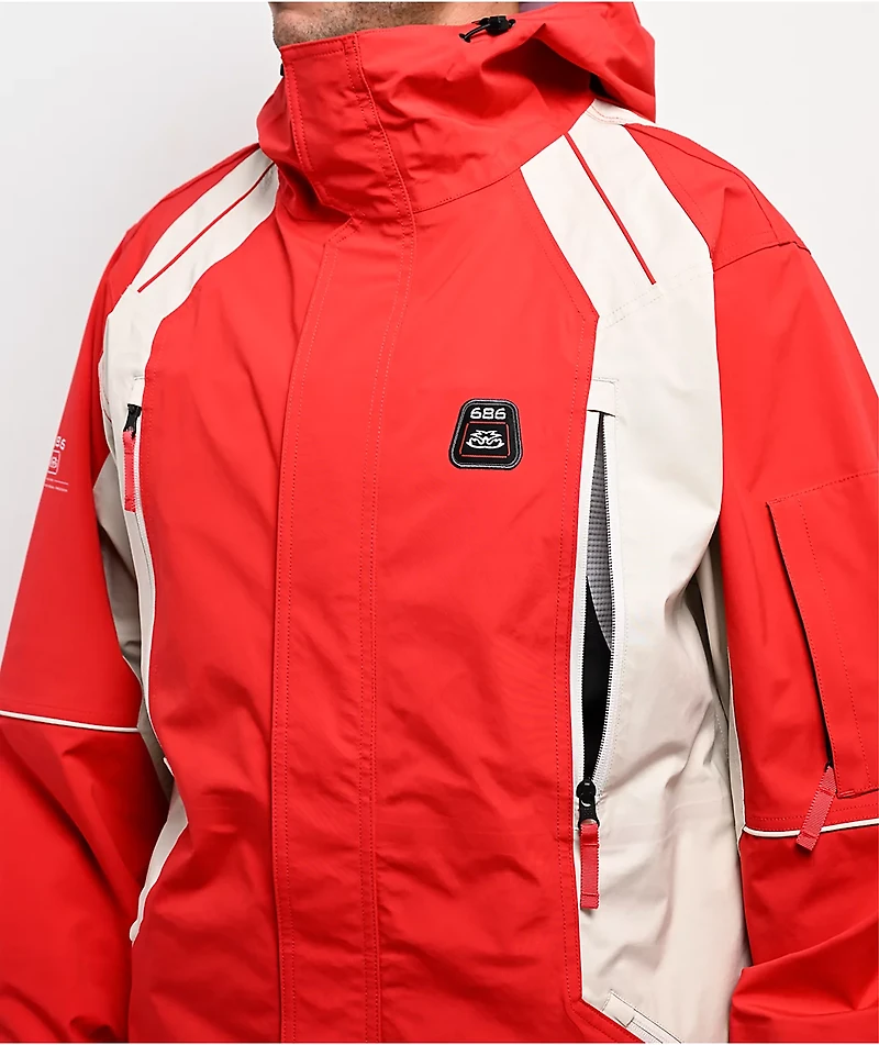 686 2002 X3 True Red Colorblock 20K Snowboard Jacket