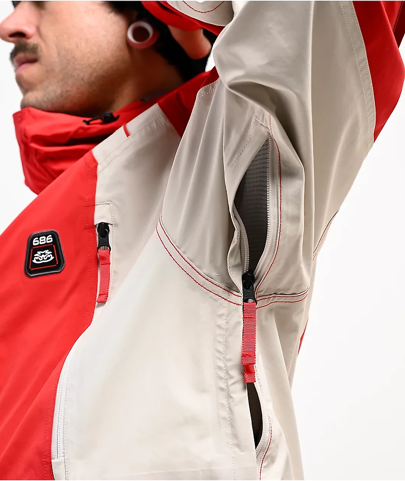 686 2002 X3 True Red Colorblock 20K Snowboard Jacket