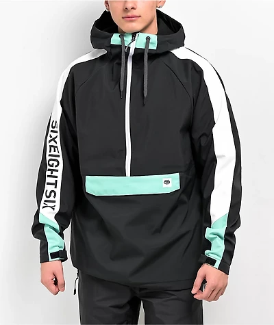 686 Black & Green 10K Waterproof Anorak Snowboard Jacket
