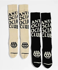 686 x Anti Social Social Club 2 Pack Snowboard Socks