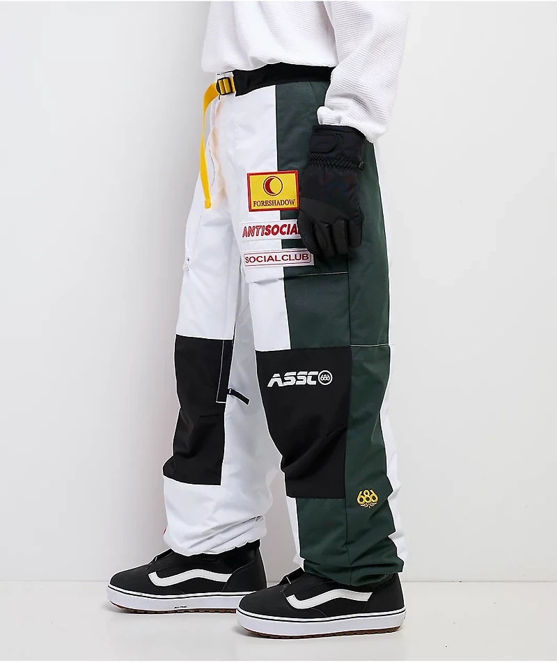686 x AntiSocialSocialClub F1 White & Black 10K Snowboard Pants