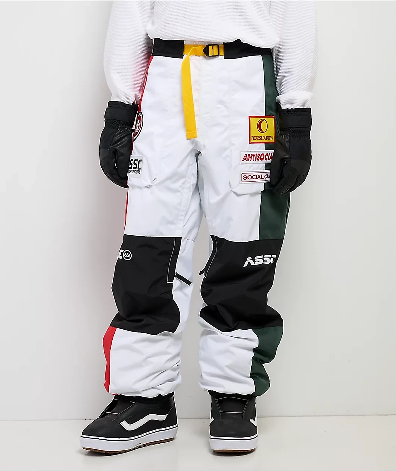 686 x AntiSocialSocialClub F1 White & Black 10K Snowboard Pants