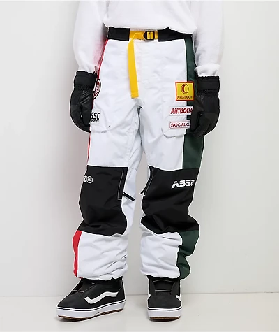 686 x AntiSocialSocialClub F1 White & Black 10K Snowboard Pants