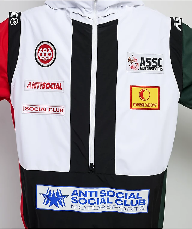 686 x AntiSocialSocialClub F1 White Colorblock 10K Shell Anorak