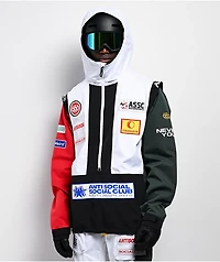 686 x AntiSocialSocialClub F1 White Colorblock 10K Shell Anorak Snowboard Jacket