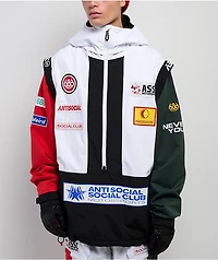 686 x AntiSocialSocialClub F1 White Colorblock 10K Shell Anorak Snowboard Jacket