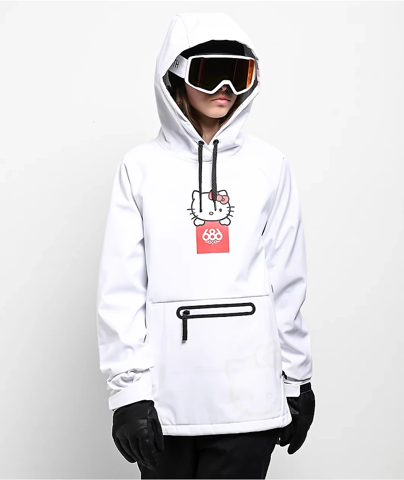 686 x Hello Kitty White 10K Snowboard Hoodie