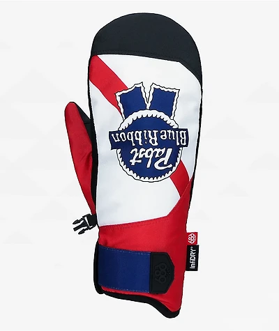 686 x Pabst Blue Ribbon Primer White 10K Snowboard Mittens