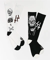 686 x Sketchy Tank Black, White & Gold 2 Pack Snowboard Socks