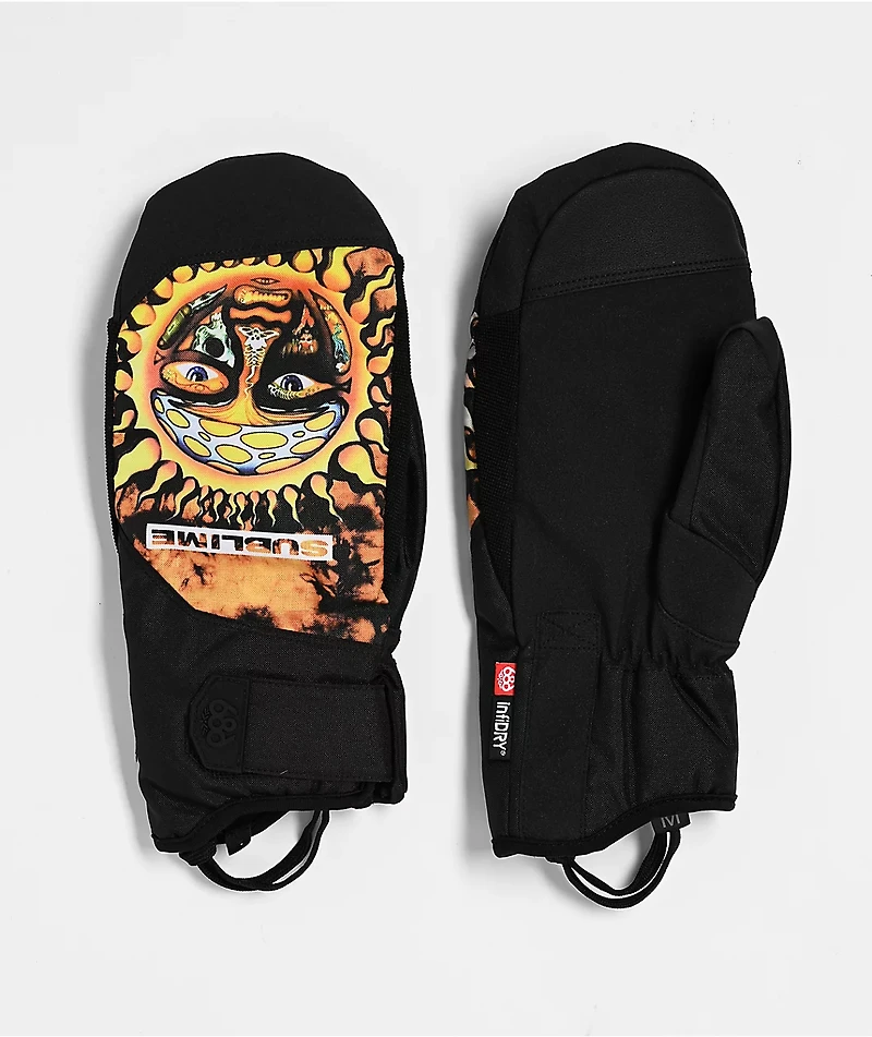 686 x Sublime Revel Orange Tie Dye 10K Snowboard Mittens