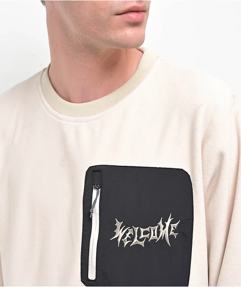 686 x Welcome Beige Micro Fleece Crewneck Sweatshirt
