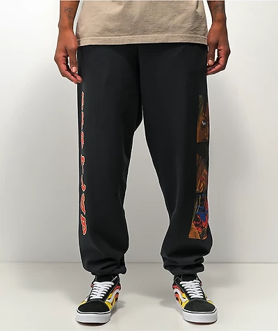 999 Club by Juice WRLD Anime Black Sweat Pants
