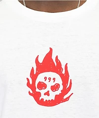 999 Club by Juice WRLD Skull Flames White Long Sleeve T-Shirt