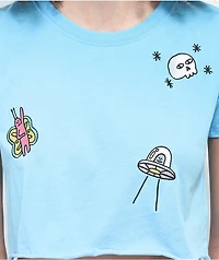 A-Lab Ballina Embroidered Blue Crop T-Shirt