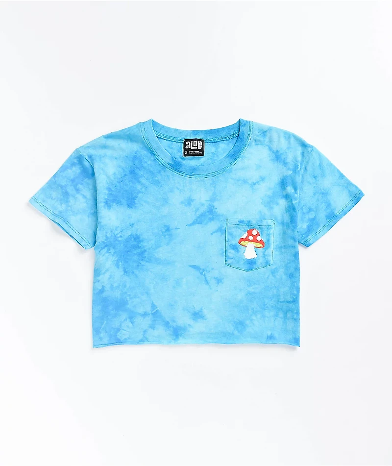 A-Lab Ballina Mushroom Blue Tie Dye Crop T-Shirt