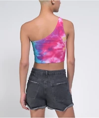 A-Lab Cray One Shoulder Tie Dye Crop Tank Top