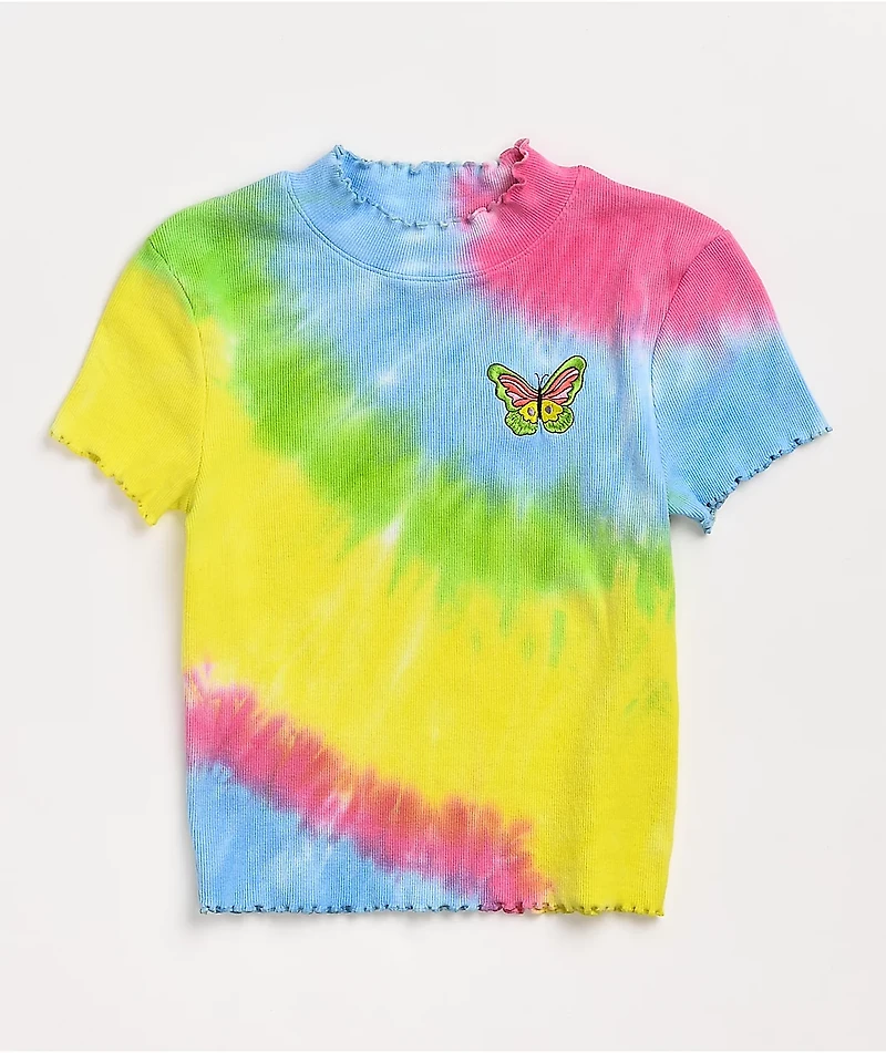 A-Lab Curly Butterfly Rainbow Tie Dye T-Shirt