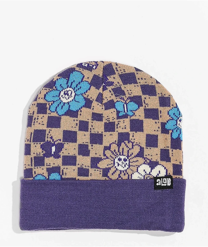 A-Lab Daisy Chain Purple & Khaki Beanie