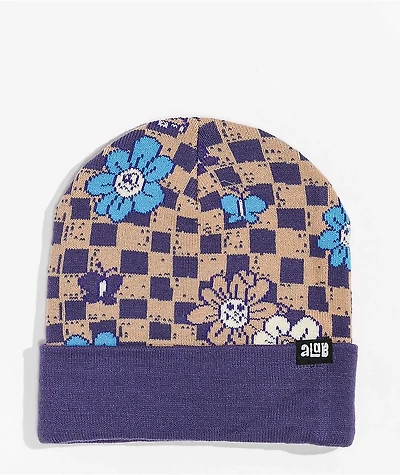 A-Lab Daisy Chain Purple & Khaki Beanie