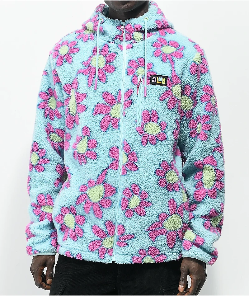A-Lab Dazer Flower Blue Hooded Fleece Zip Jacket