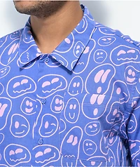A-Lab Face Off Purple Short Sleeve Button Up Shirt