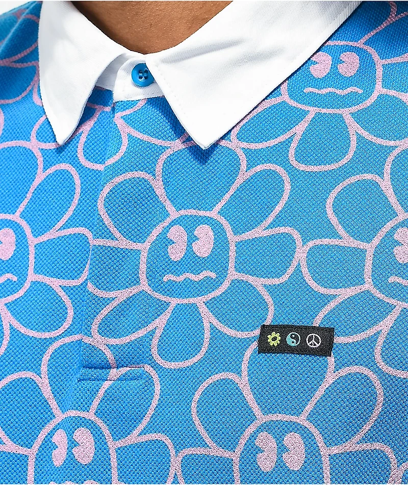 A-Lab Garden Party Blue Long Sleeve Polo Shirt