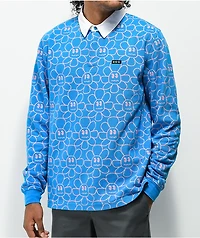 A-Lab Garden Party Blue Long Sleeve Polo Shirt