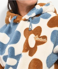 A-Lab Kendallie Blue & Brown Crop Sherpa Hoodie