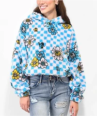 A-Lab Kendallie Flower Checkered Pink & Blue Hoodie