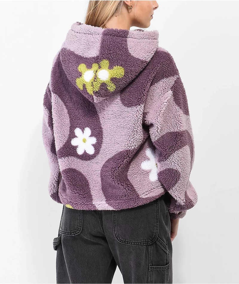 A-Lab Kendallie Flower Wave Purple Tech Fleece Hoodie