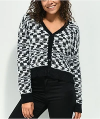 A-Lab Kiana Skew Checkered Black & White Sweater