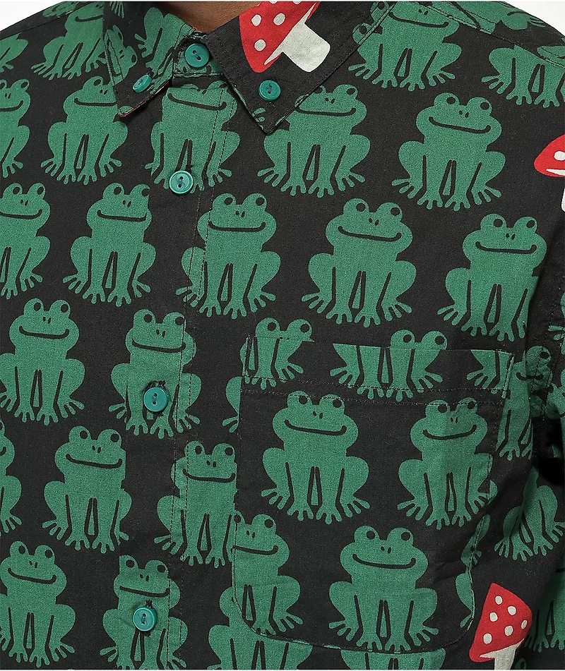 A-Lab Leap Frog Black Short Sleeve Button Up Shirt