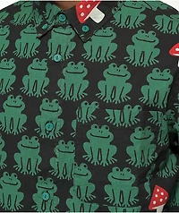 A-Lab Leap Frog Black Short Sleeve Button Up Shirt