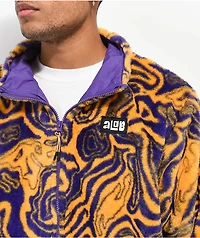 A-Lab Loopy Purple & Yellow Faux Fur Jacket