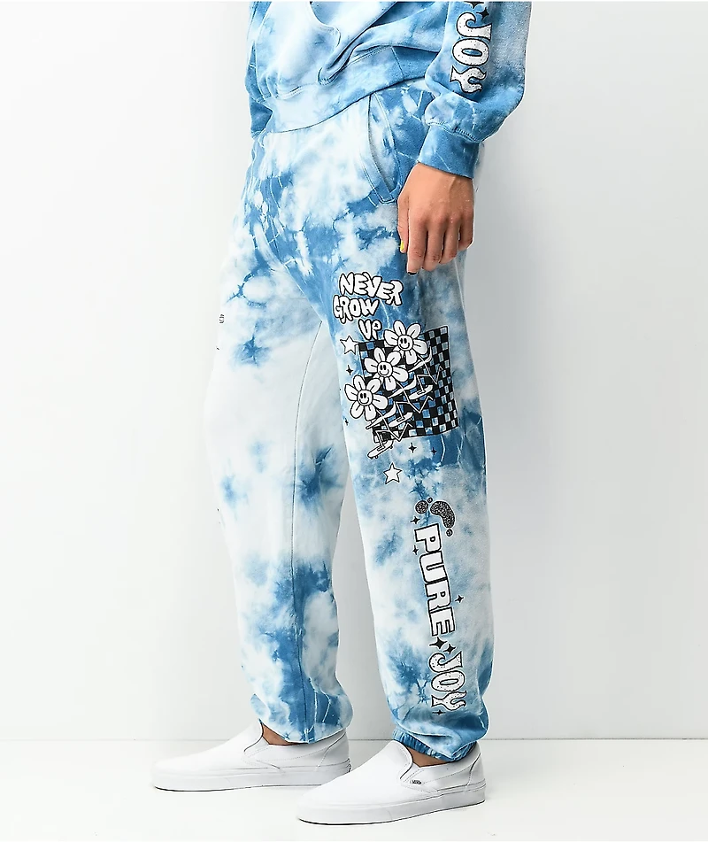 A-Lab Never Grow Up Blue & White Tie Dye Sweatpants